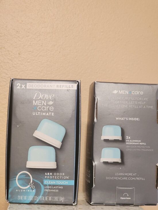 Dove Other - 2 Box/4 Pc Dove Men+Care Ultimate Refillable Deodorant Clean Touch, 0% Aluminum